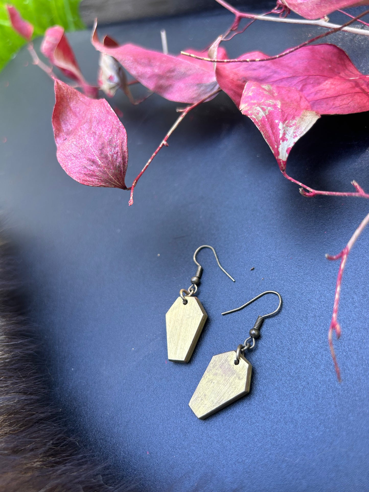 Brass Coffin Earrings