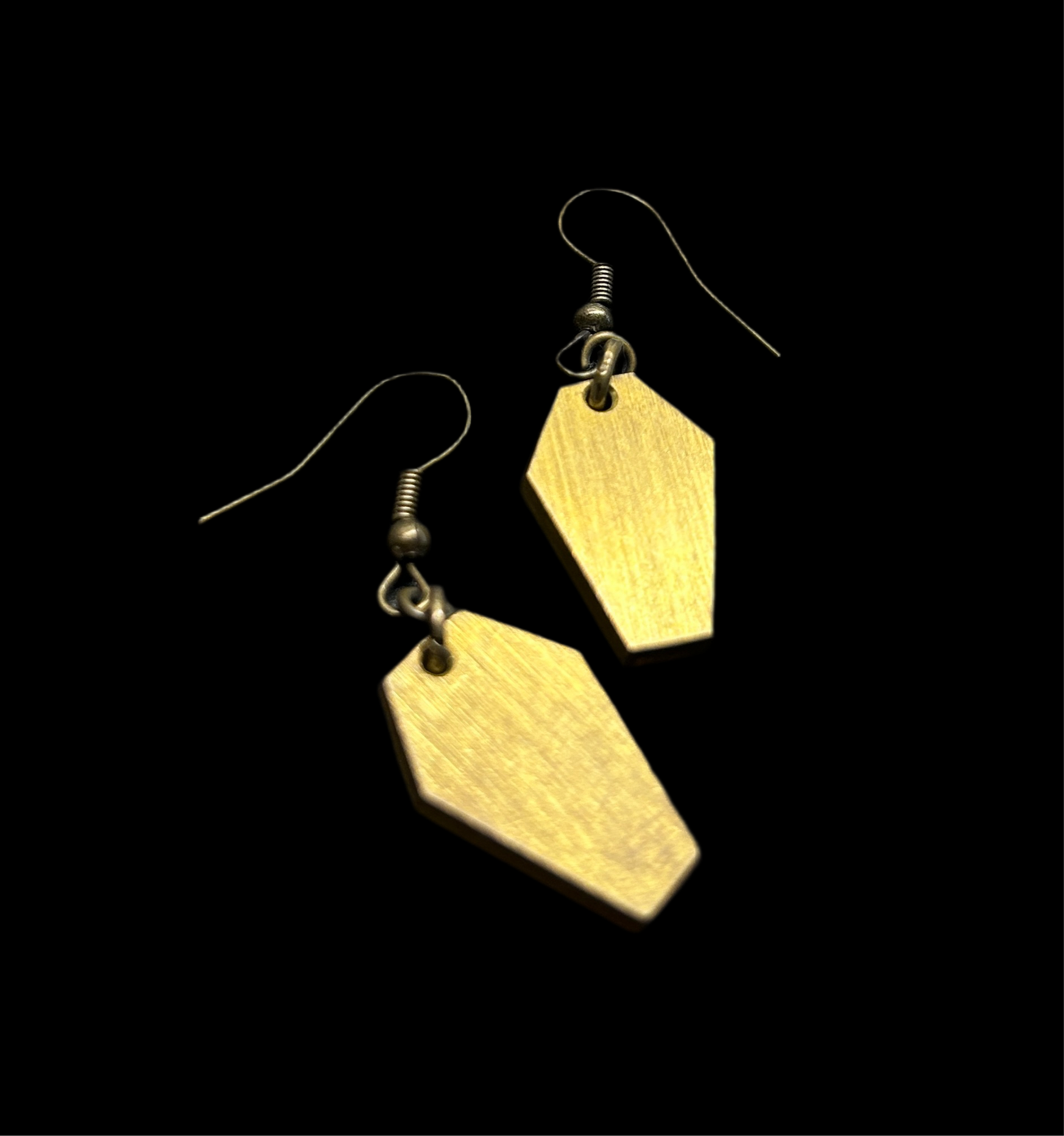 Brass Coffin Earrings