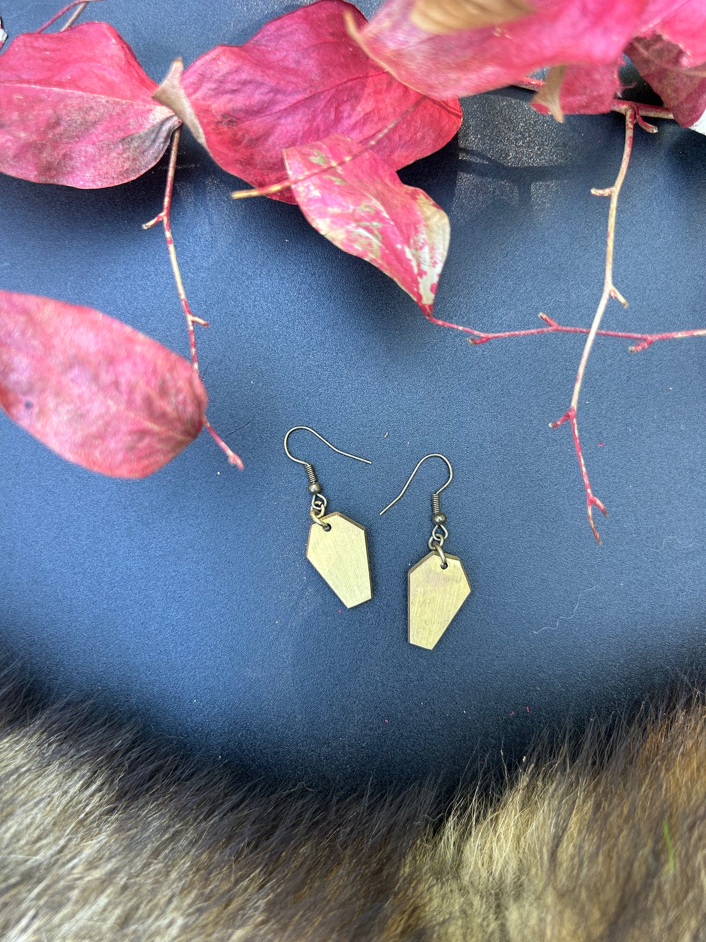 Brass Coffin Earrings