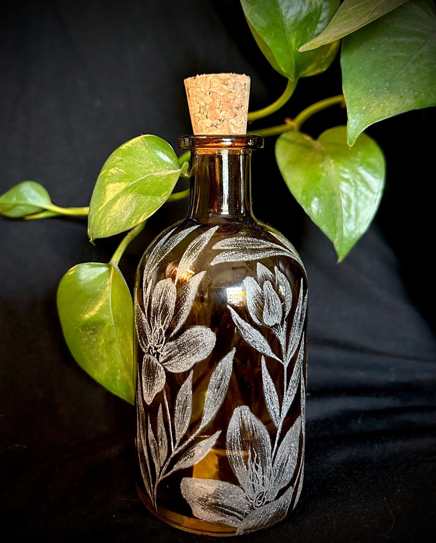 White Oleander Hand-Etched Bottle