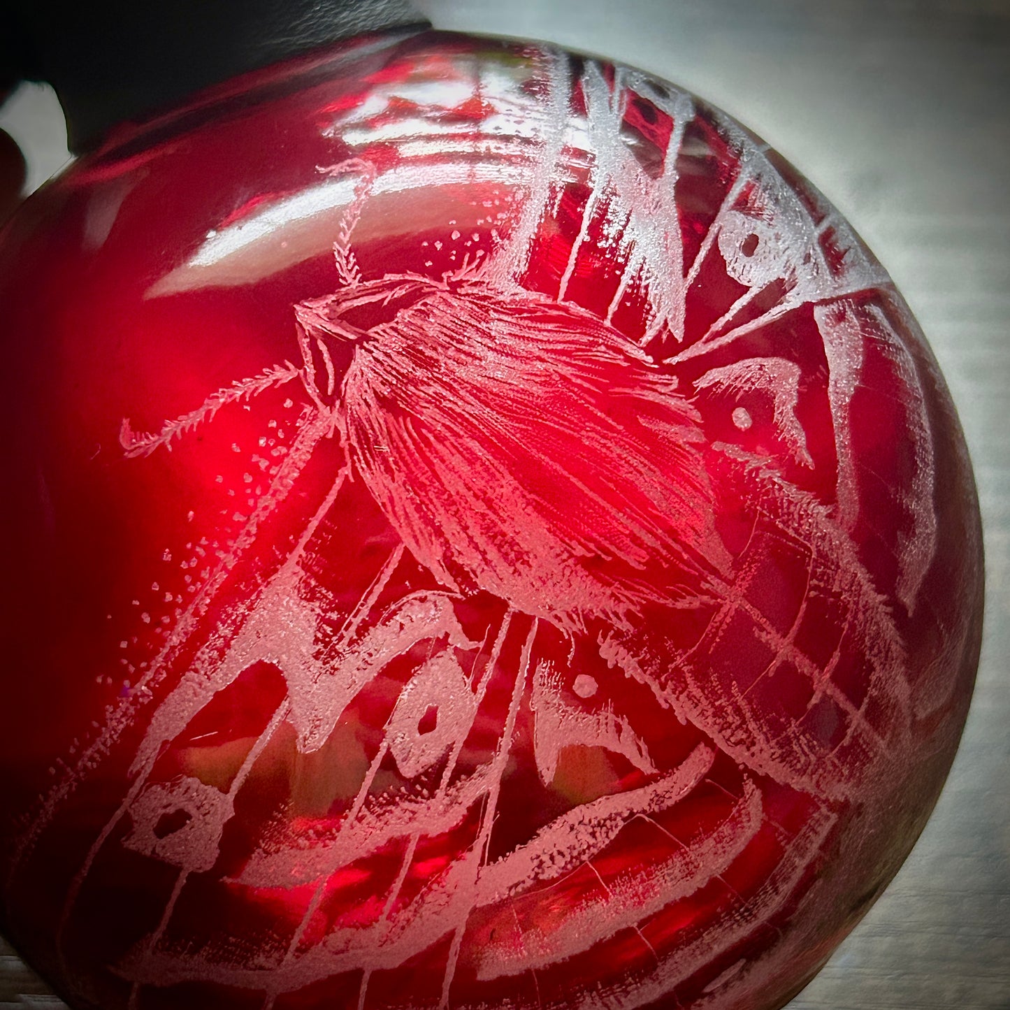 Red Moth Hand-etched Bottle