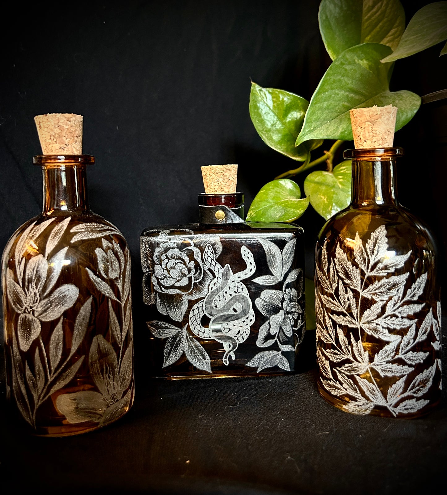 Snakes Hand-etched Bottle