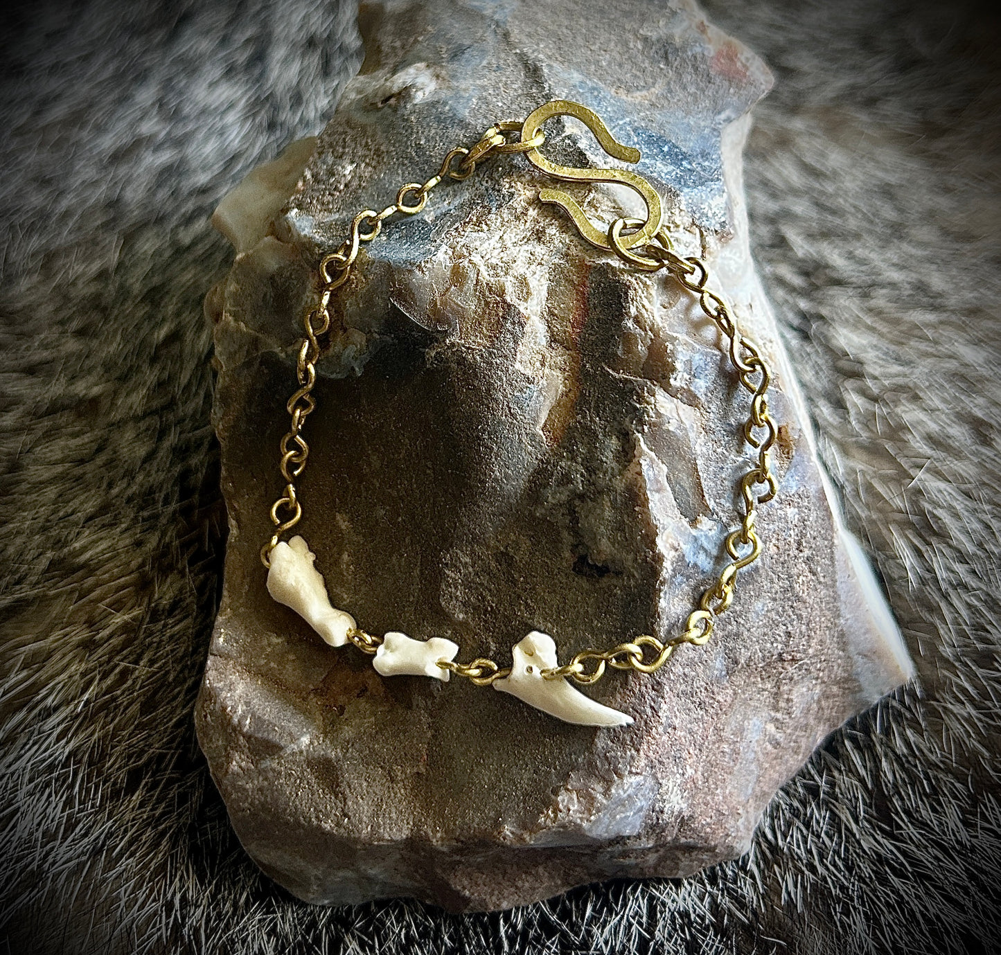 Brass and Porcupine Claw Bracelet