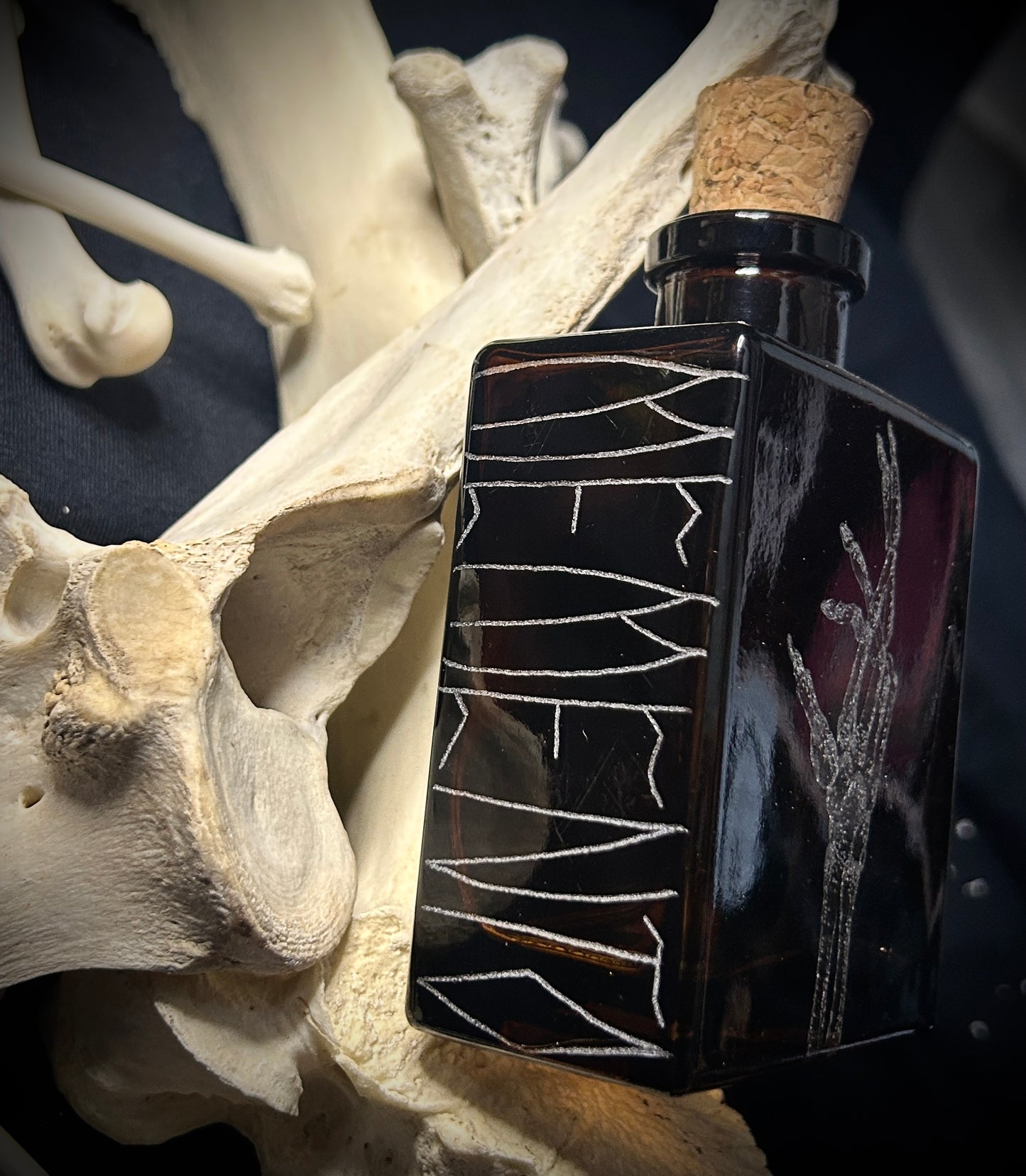 Memento Mori Hand-etched bottle