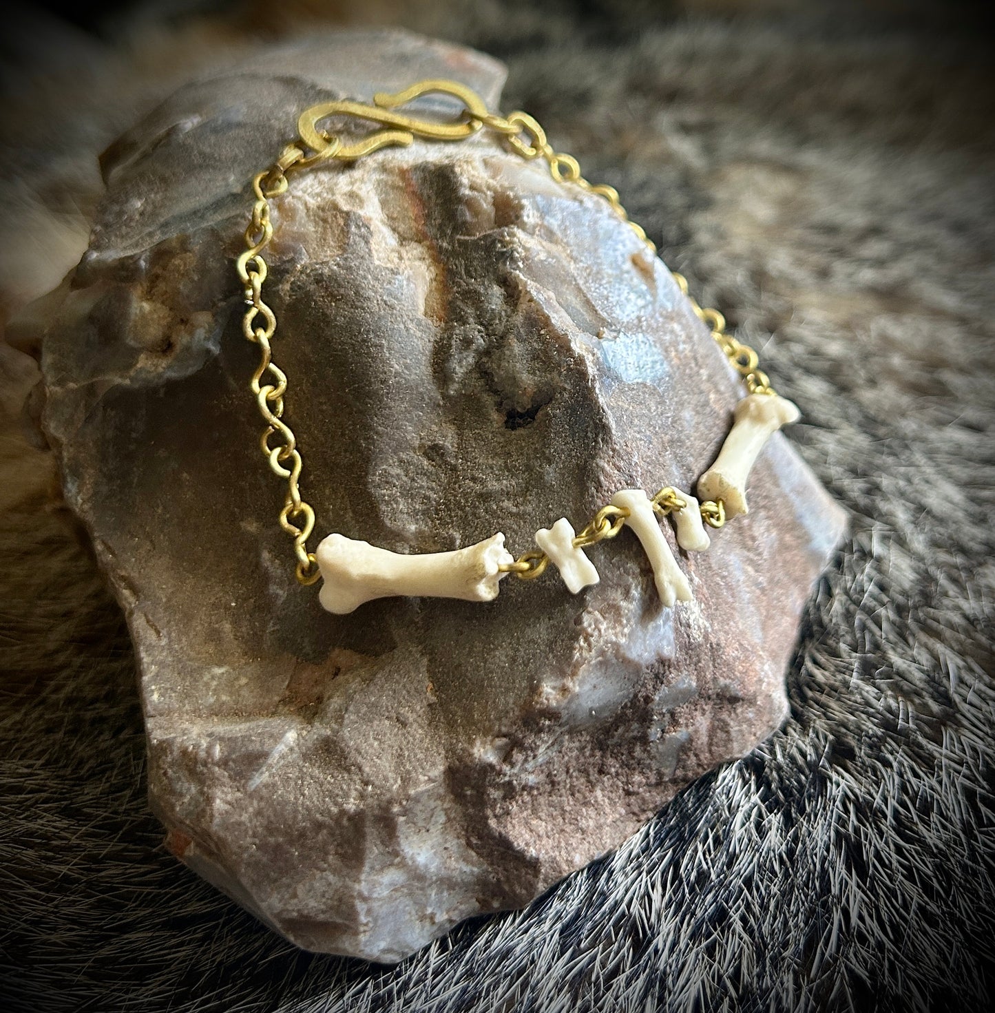 Brass & Porcupine Bone Bracelet