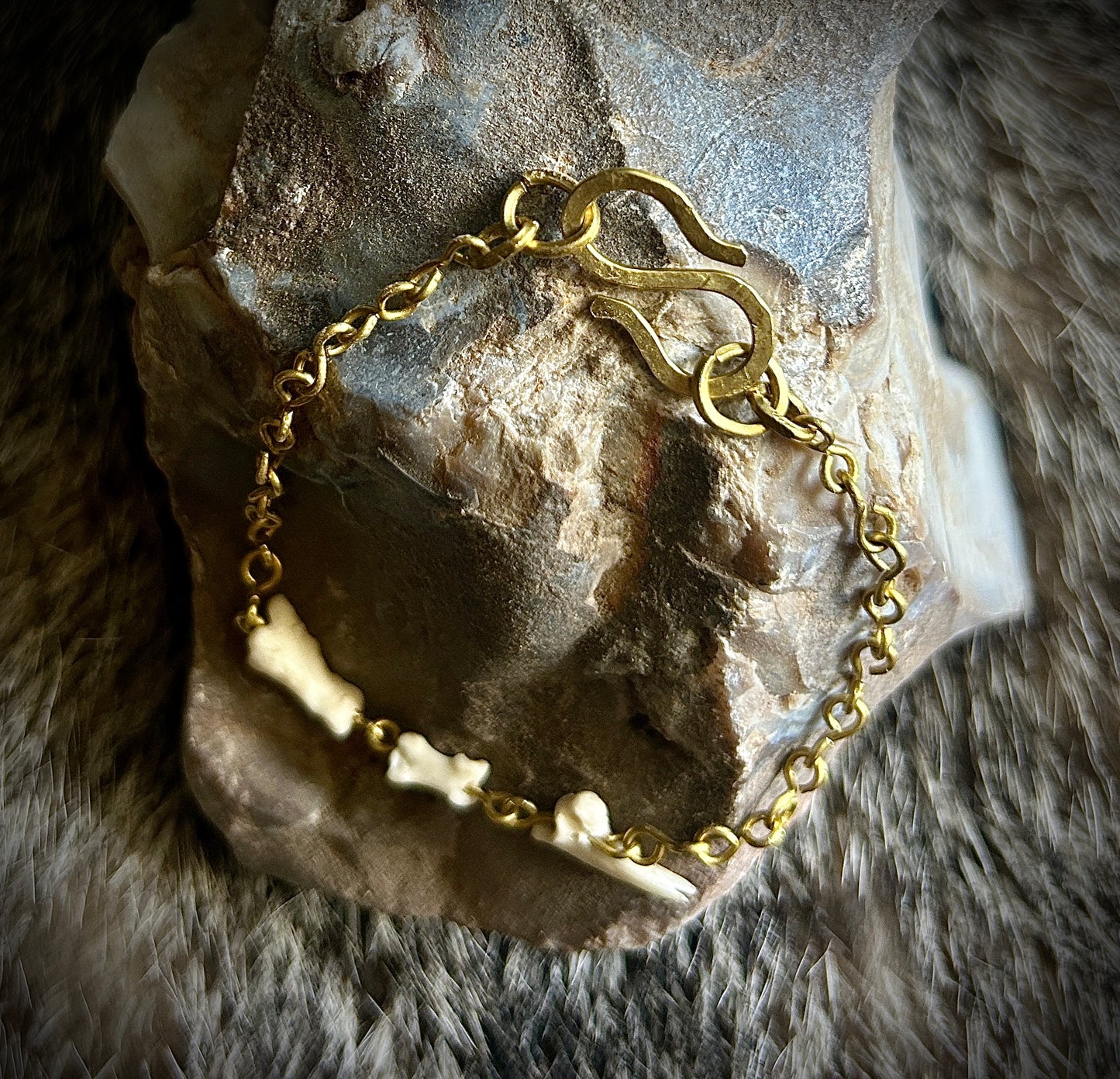 Brass and Porcupine Claw Bracelet