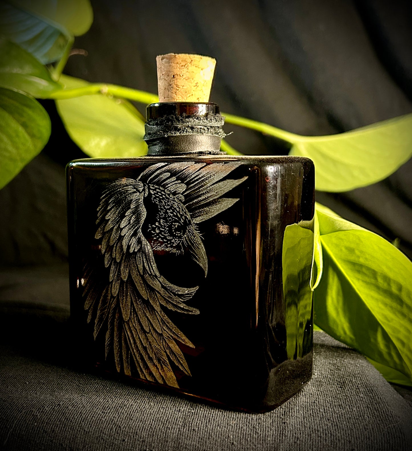 Raven Hand-etched Bottle