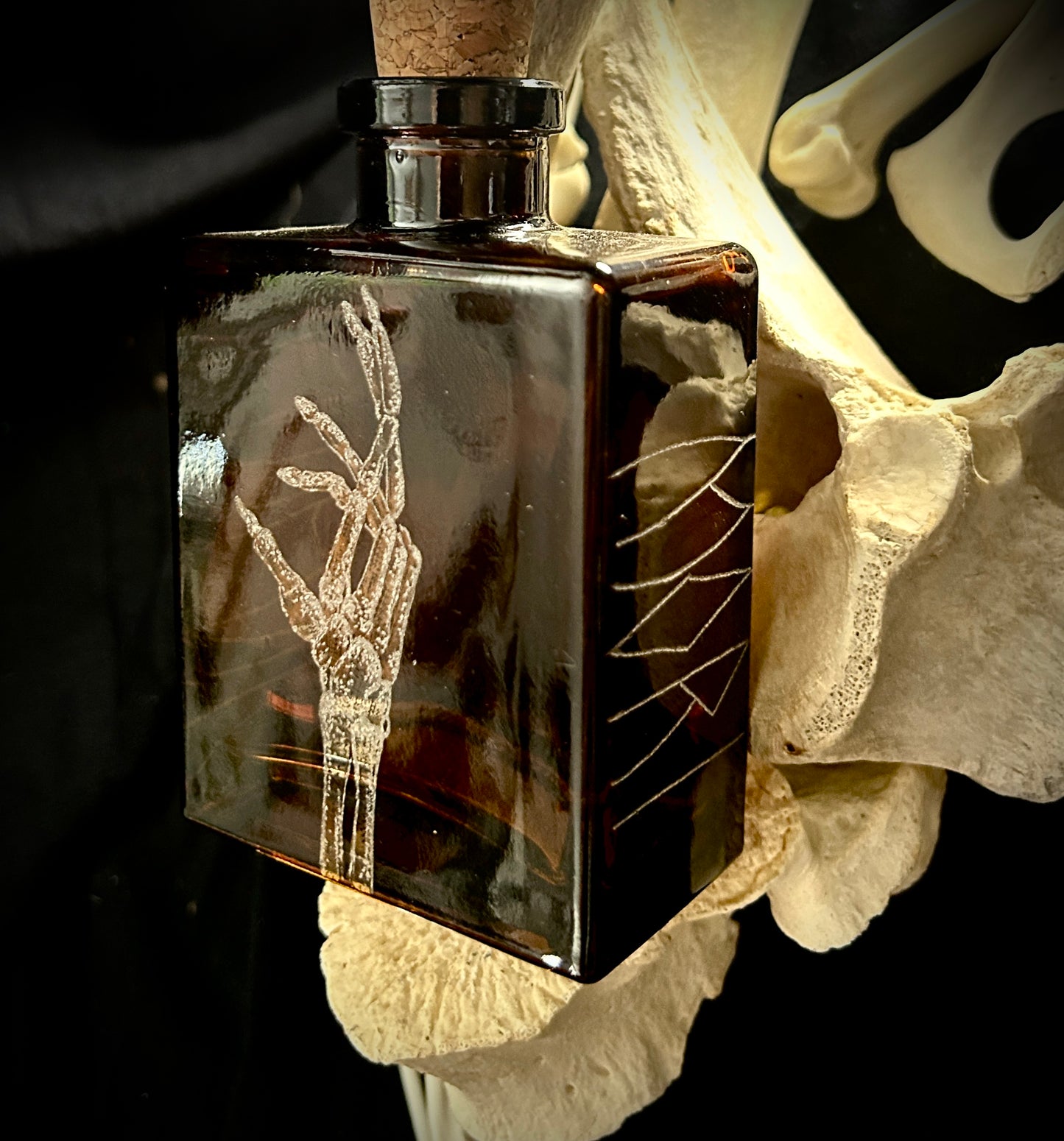Memento Mori Hand-etched bottle