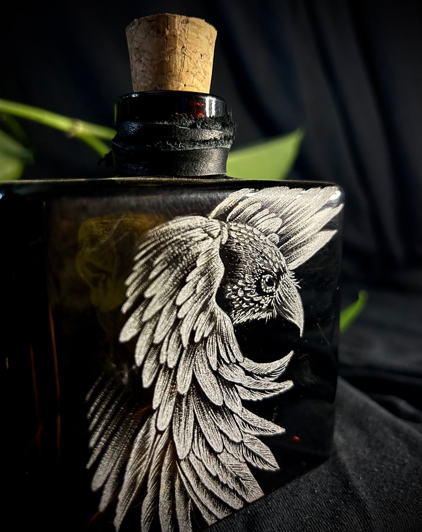 Raven Hand-etched Bottle