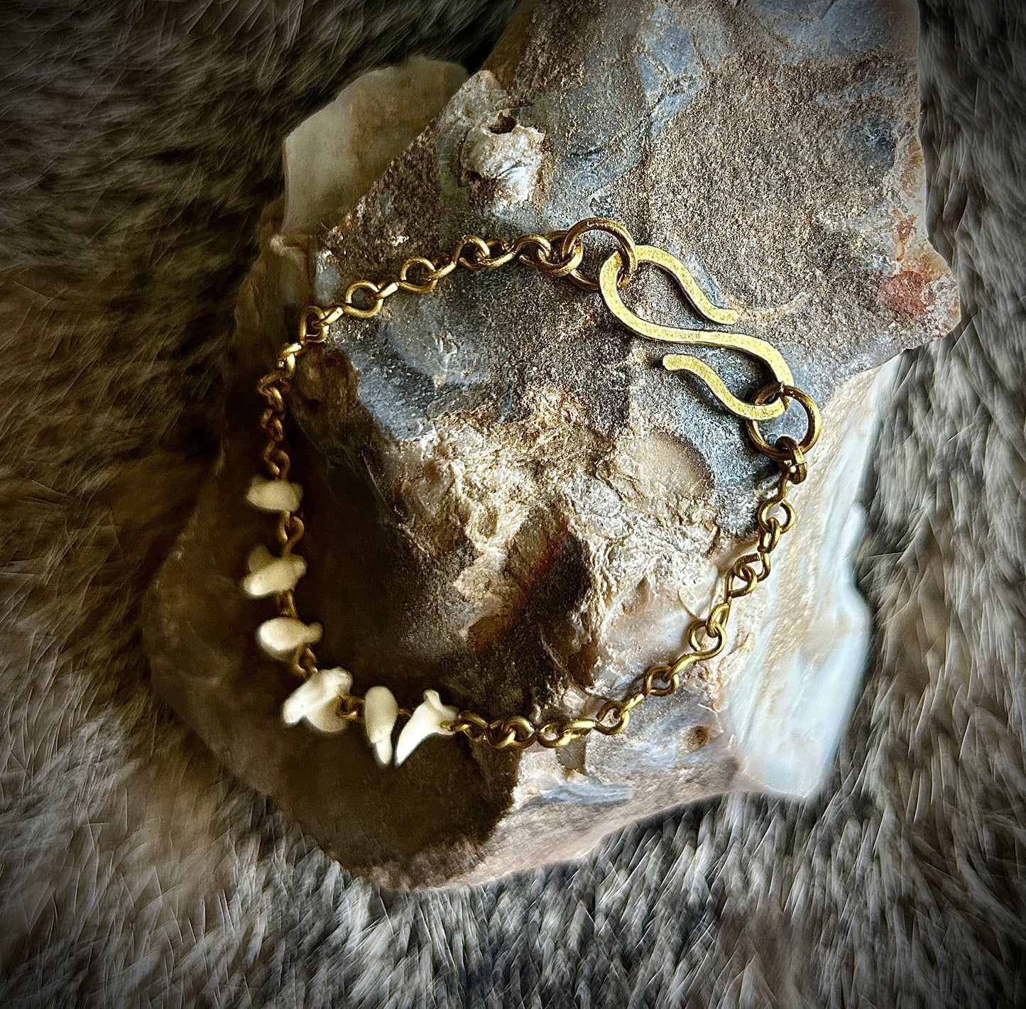 Brass and Fox Claws Bracelet