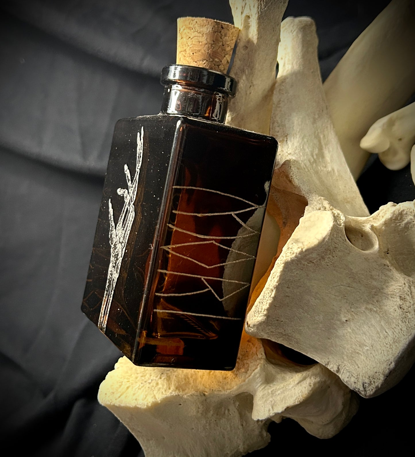 Memento Mori Hand-etched bottle