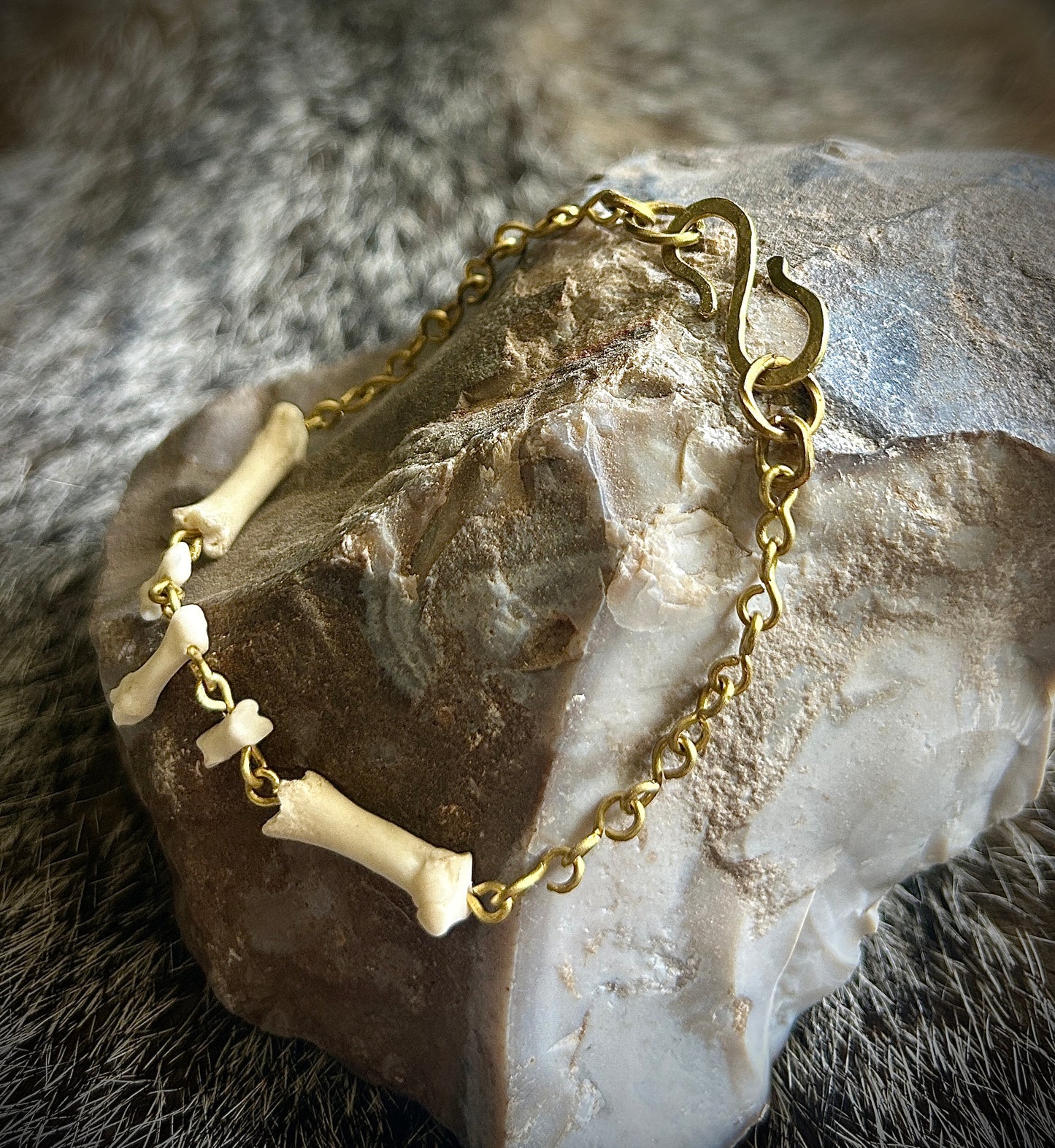Brass & Porcupine Bone Bracelet