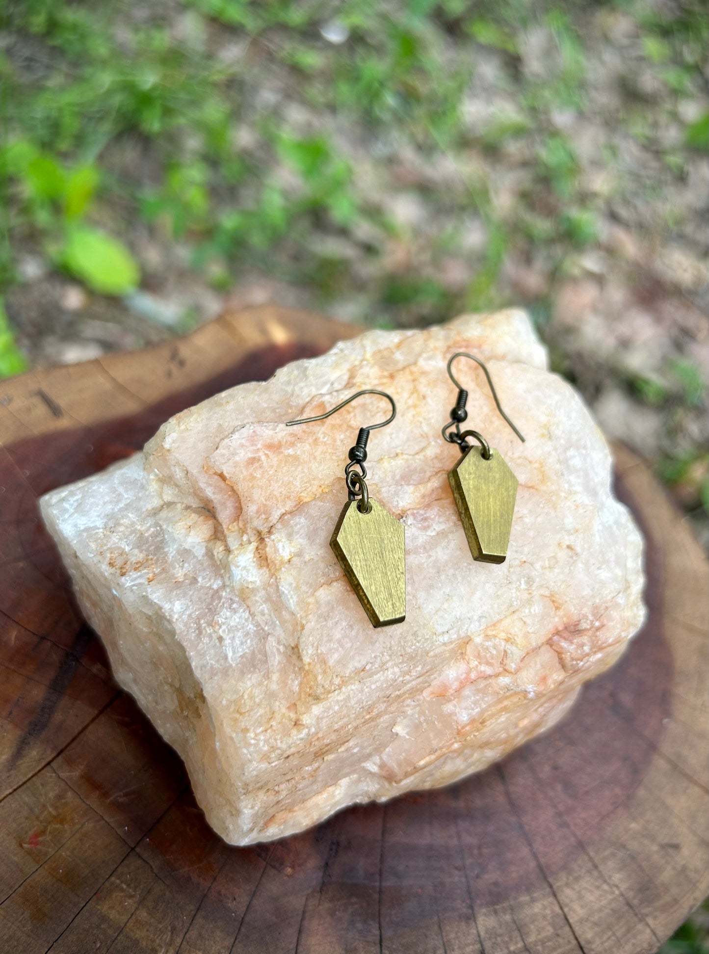 Brass Coffin Earrings