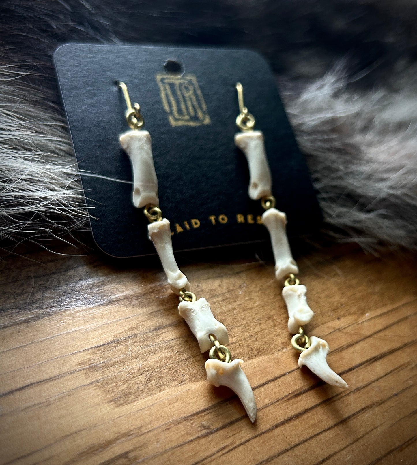 Coyote Phalanges- Brass Earrings