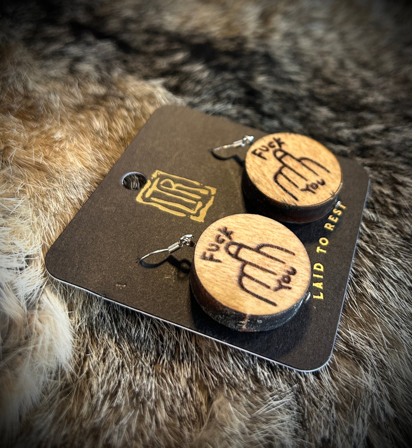 GG Allin Fuck You Tattoo wood earrings