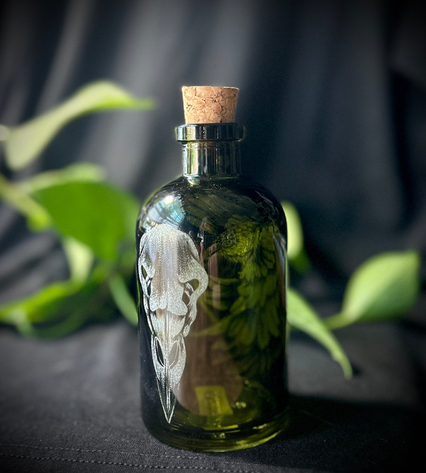 Raven Hand-etched bottle