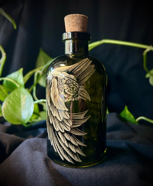 Raven Hand-etched bottle