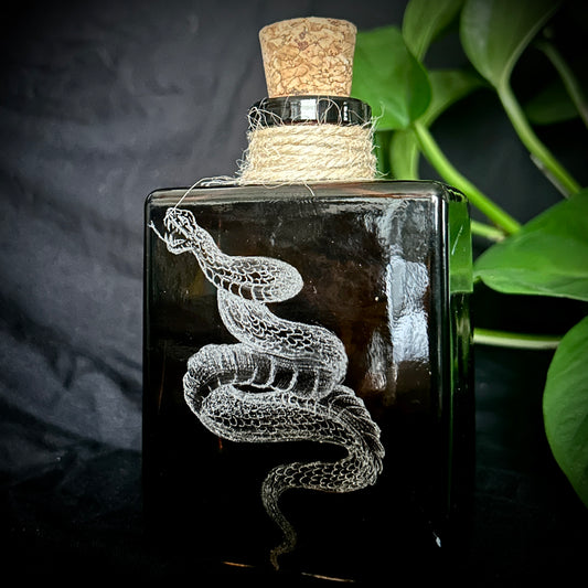 Double Sided Snake Hand-etched Bottle