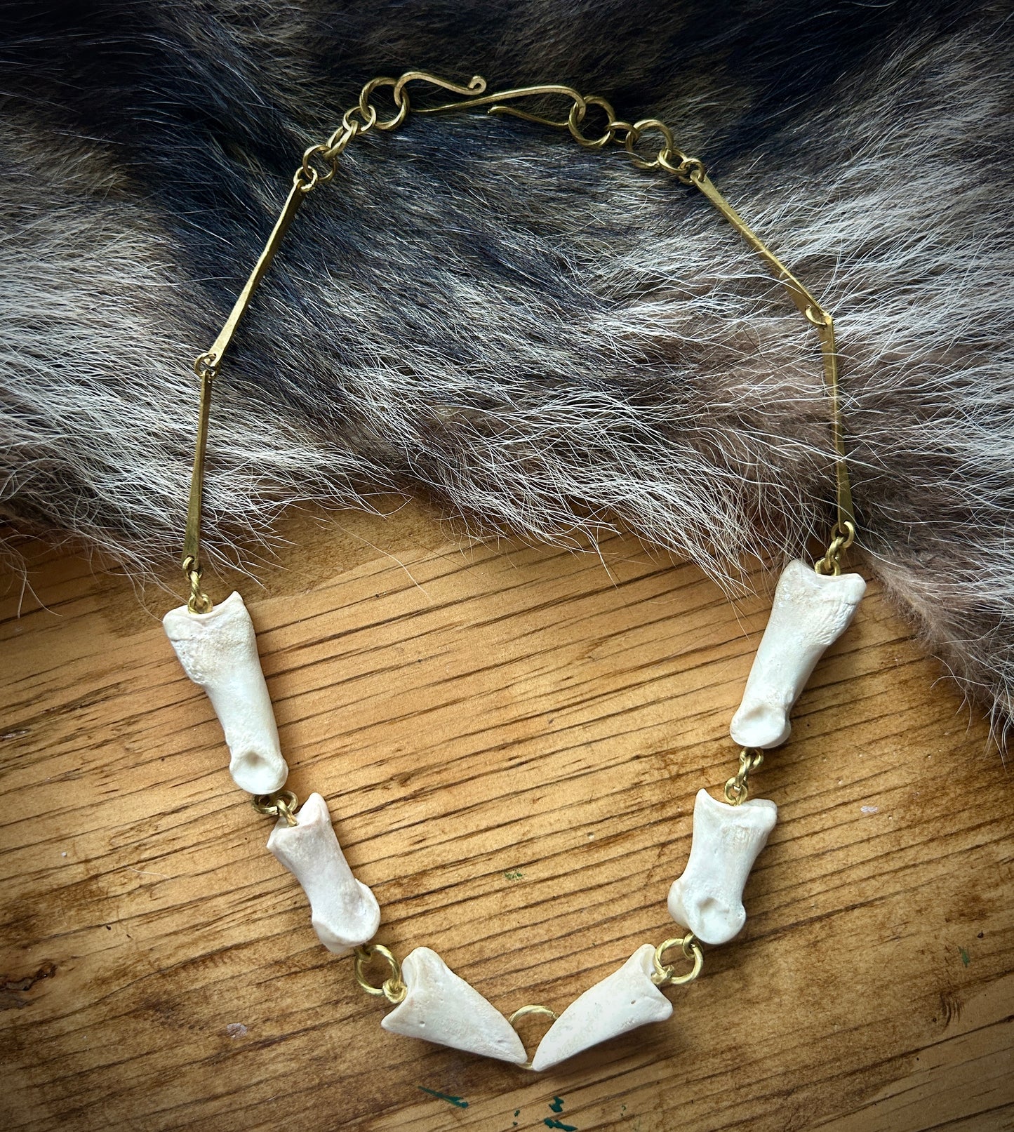 Deer Phalanges brass Necklace