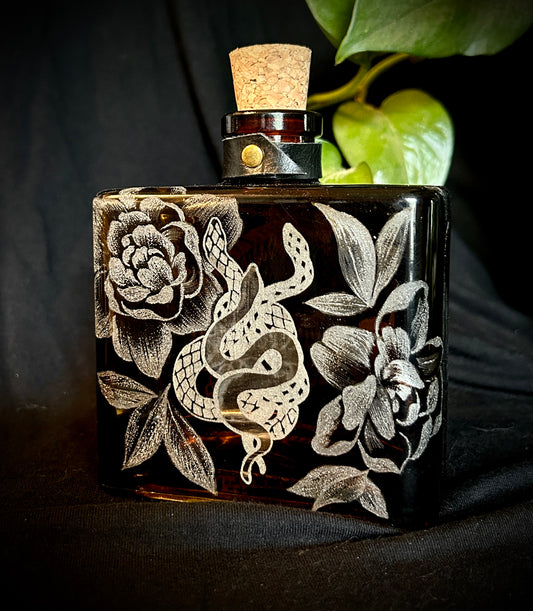 Snakes Hand-etched Bottle