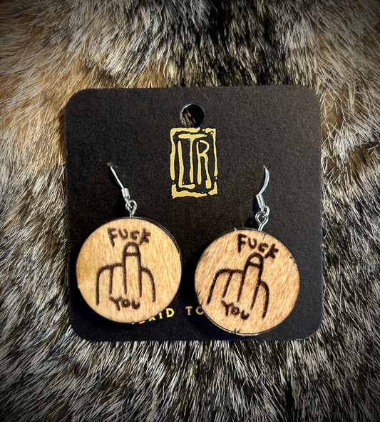 GG Allin Fuck You Tattoo wood earrings