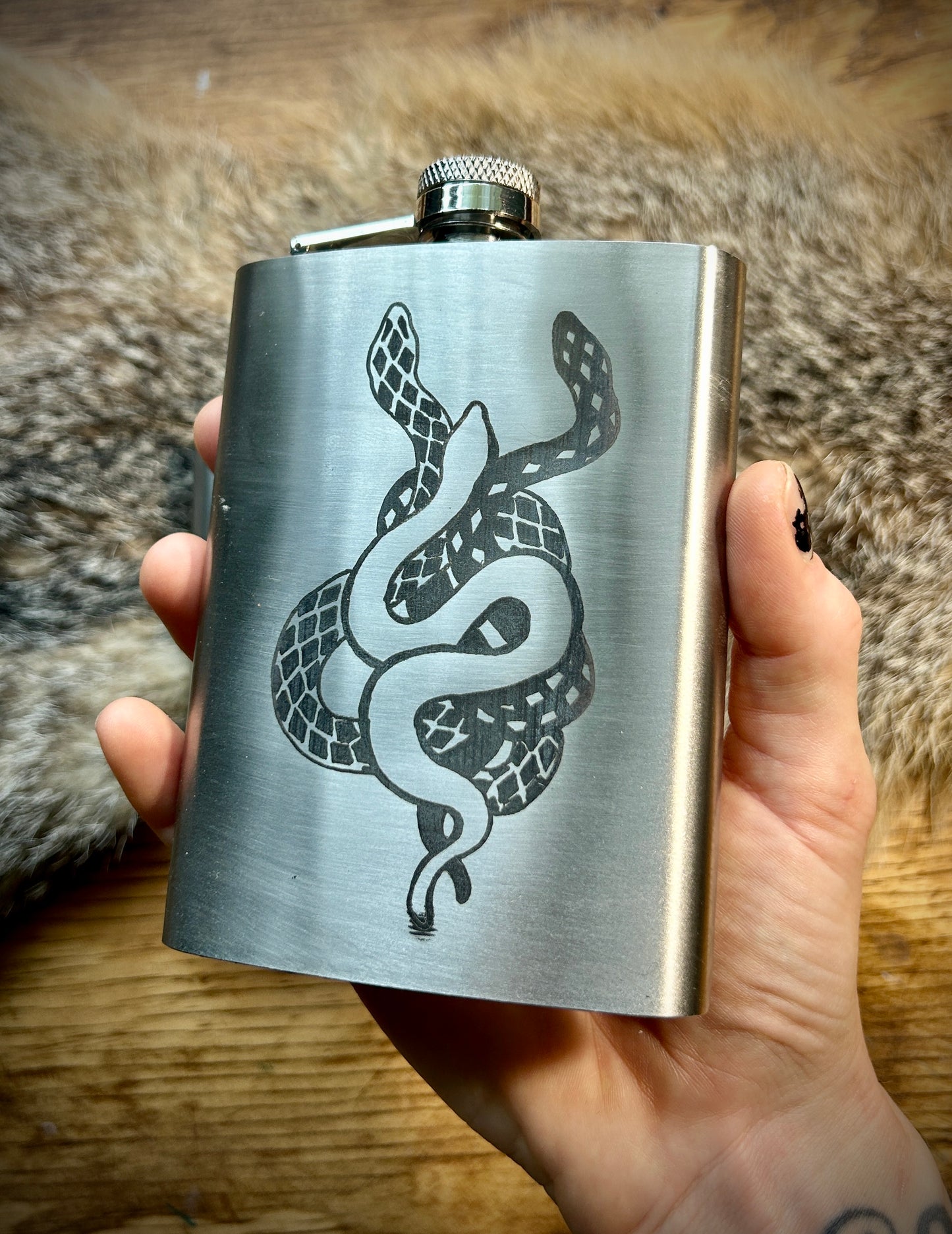 Etched Flask - 8oz stainless steel