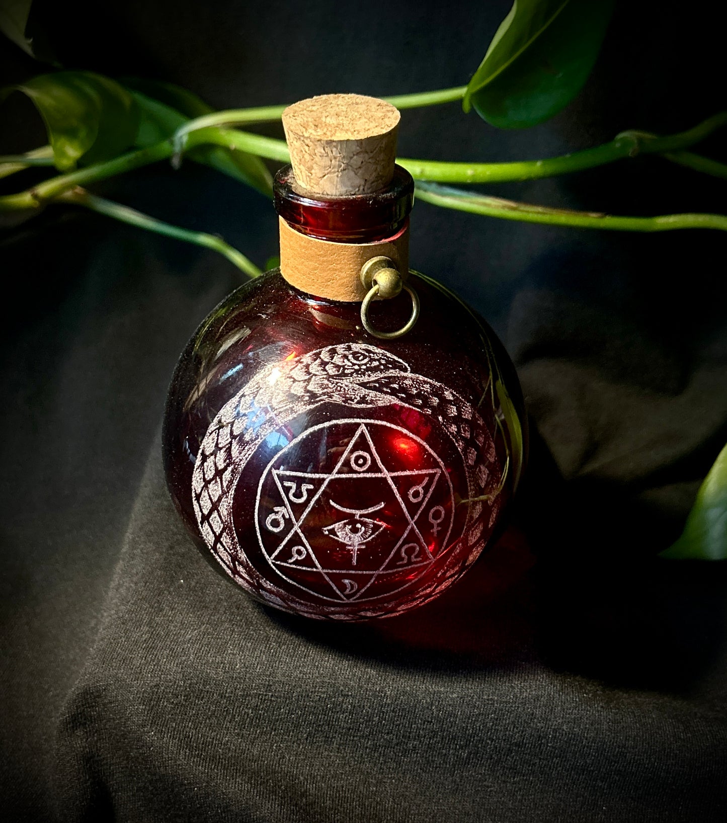 Ouroboros Alchemy hand-etched bottle