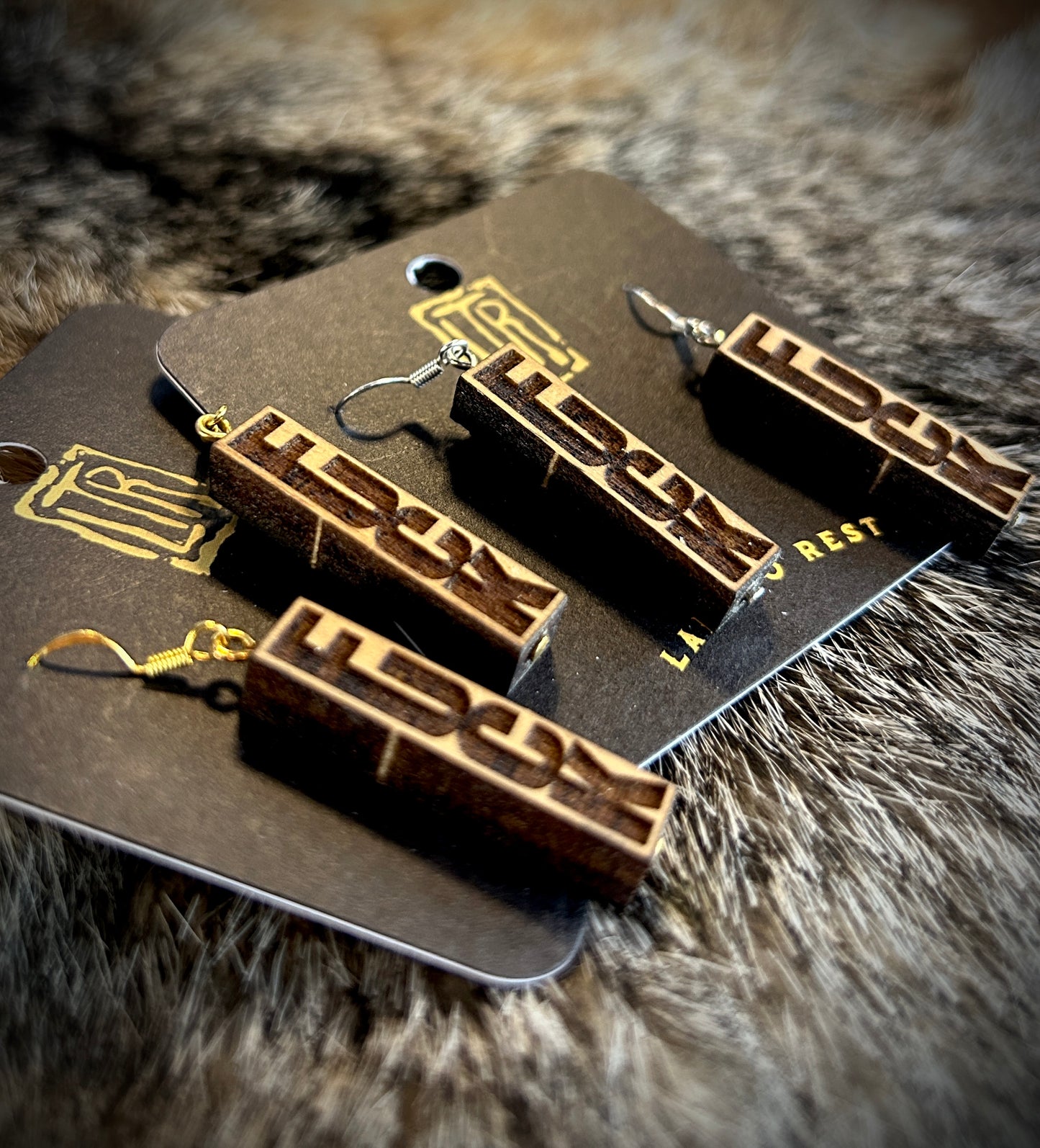 Fuck wood earrings