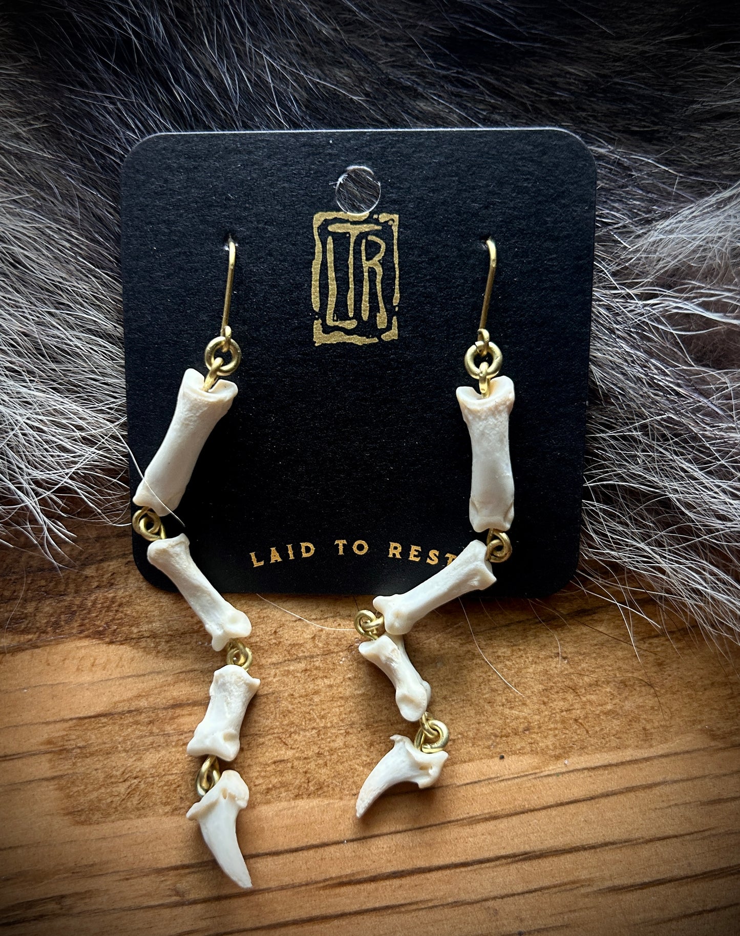 Coyote Phalanges- Brass Earrings