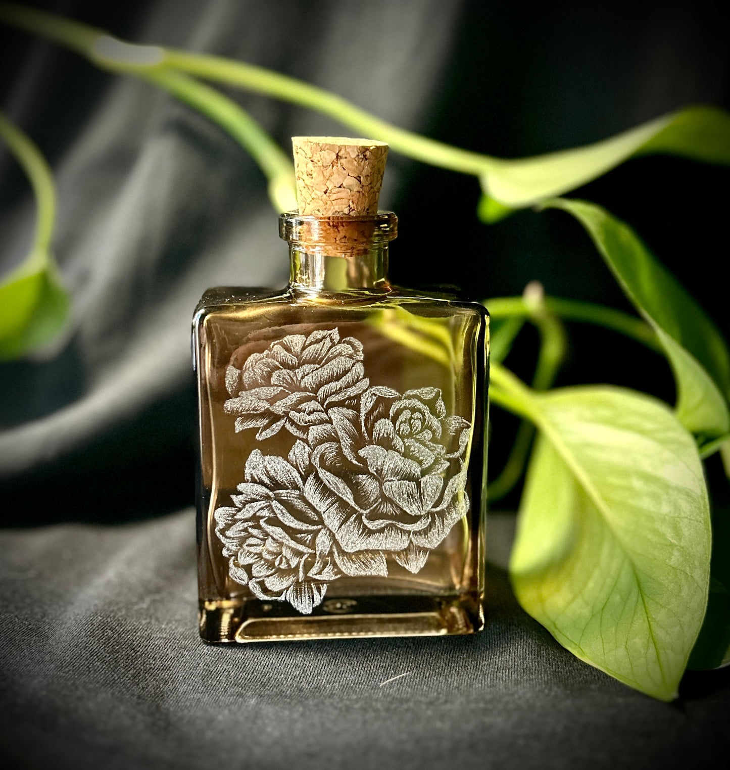 Roses Hand etched bottle