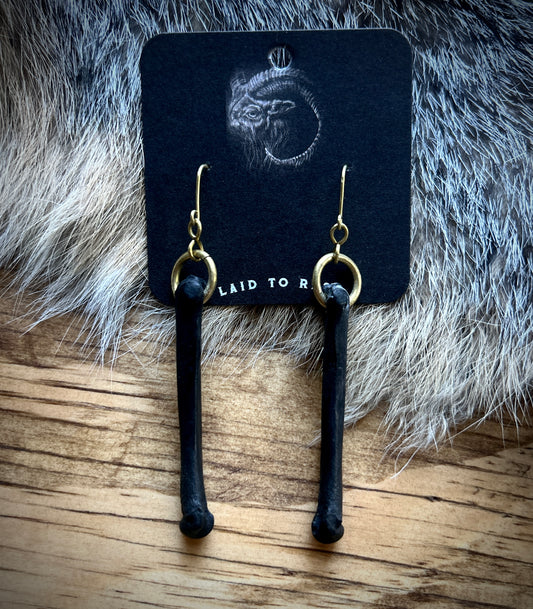 Black Coyote Metacarpal Earrings