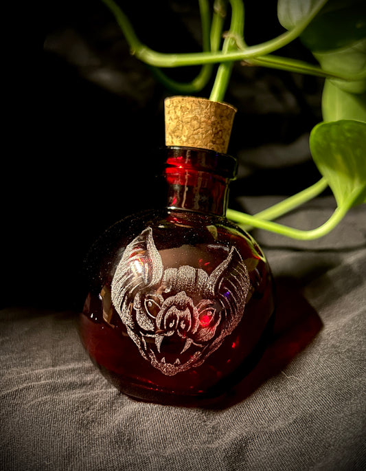 Vampire Bat Hand-Etched Bottle