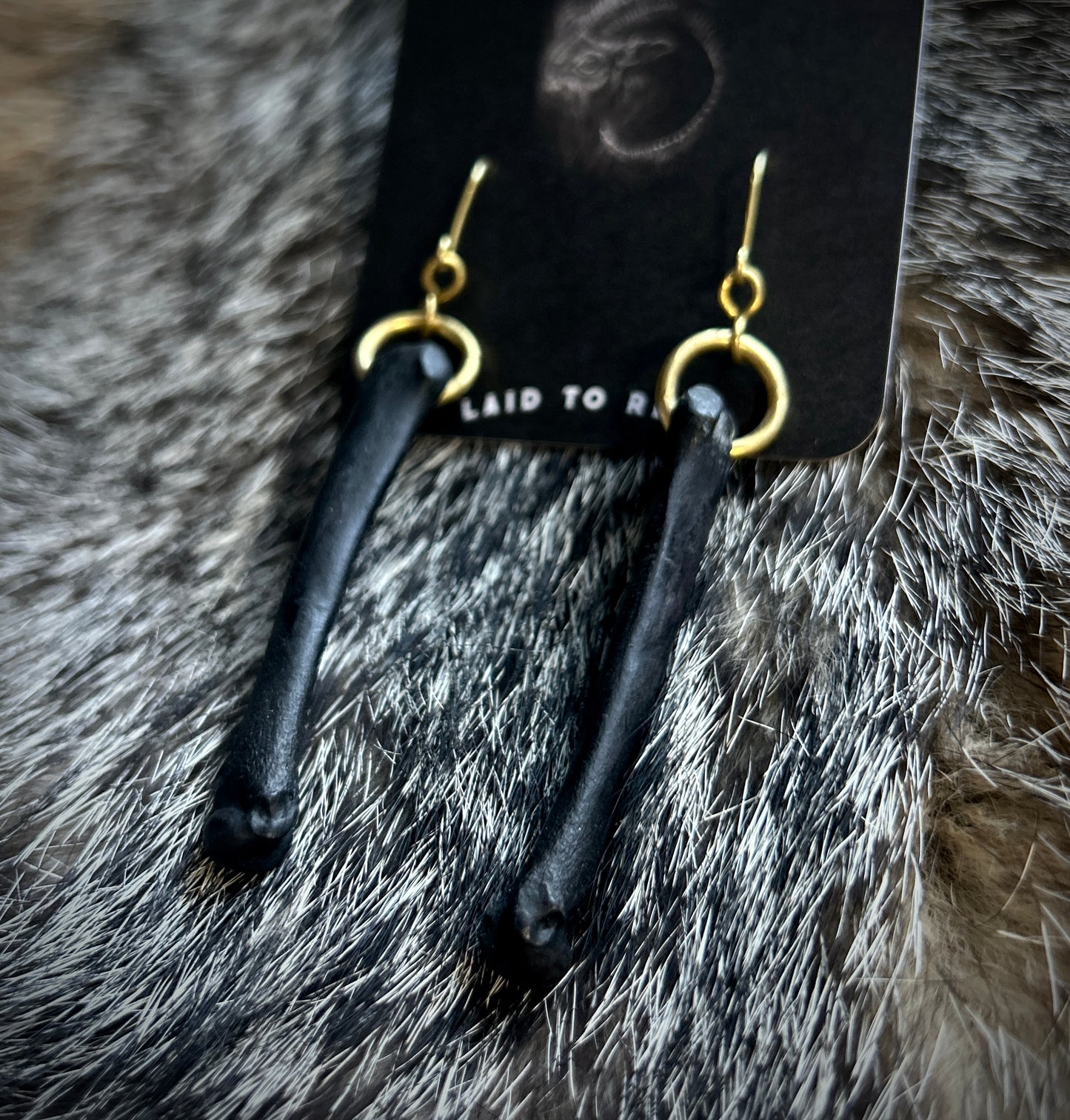 Black Coyote Metacarpal Earrings