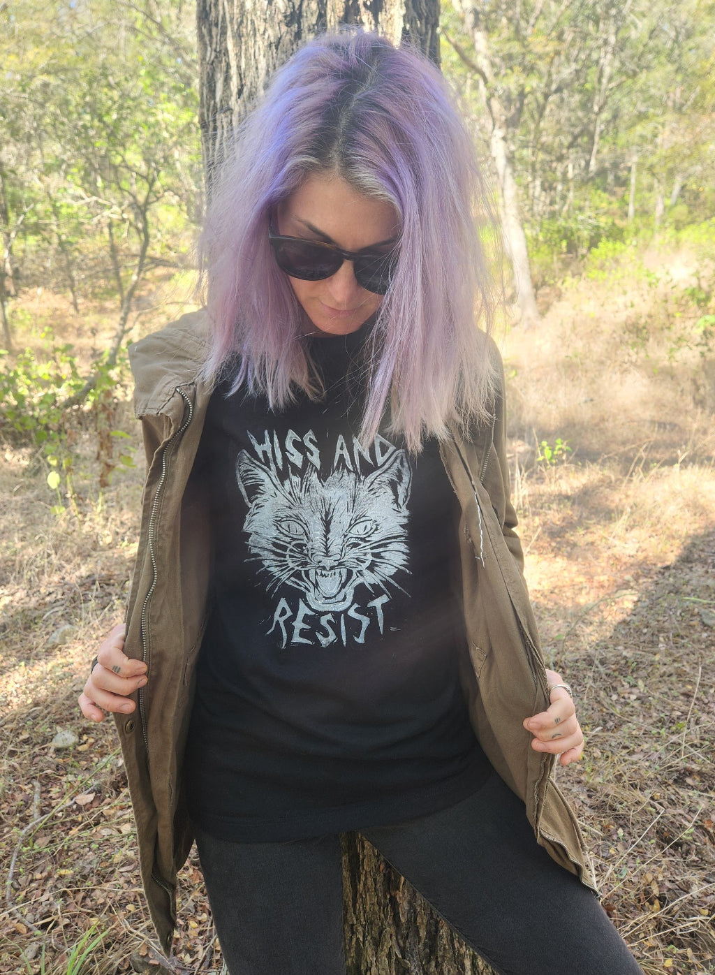 Cat Hiss and Resist Adult Unisex Tee