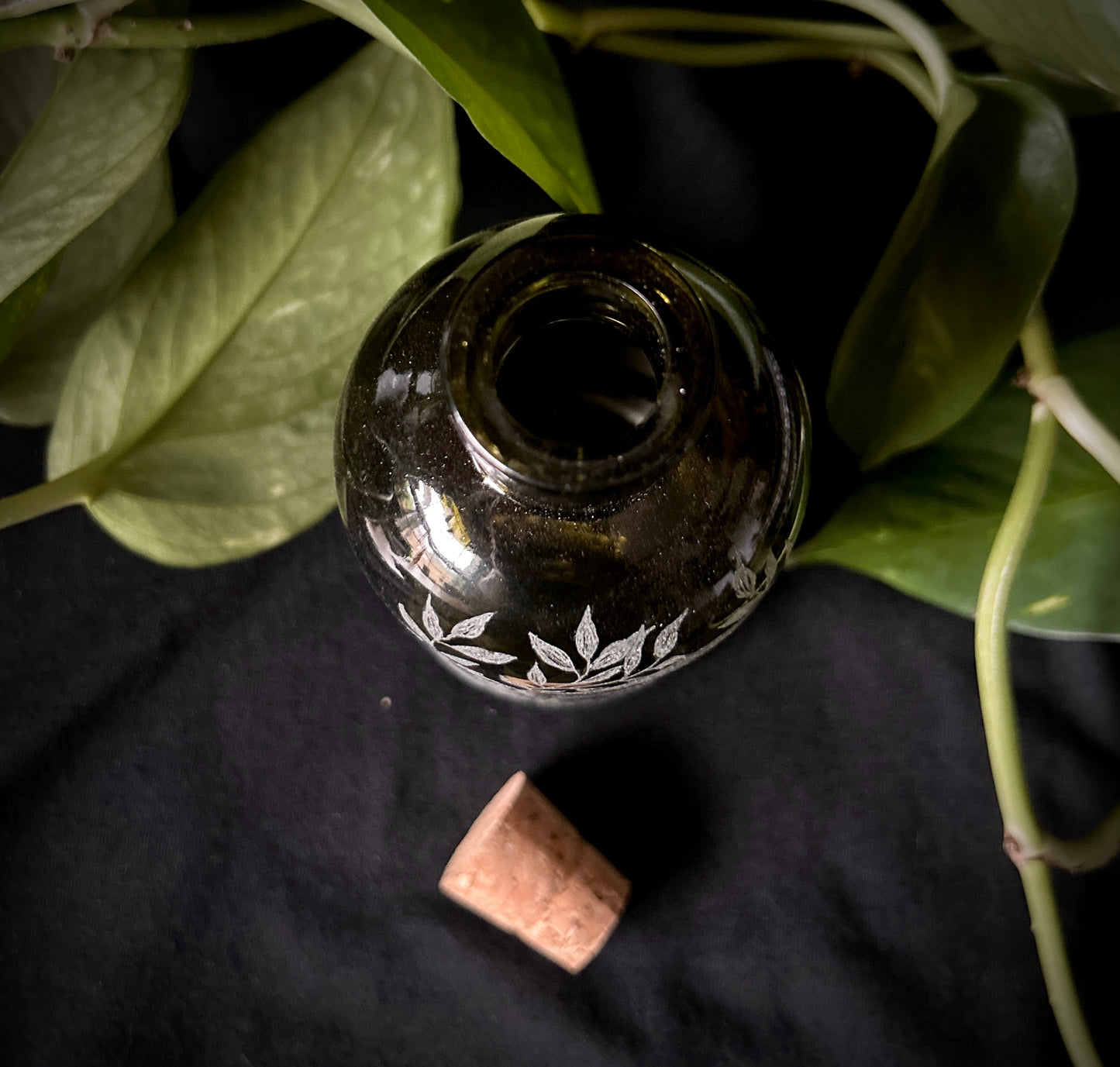 Human Skull Hand-etched Bottle