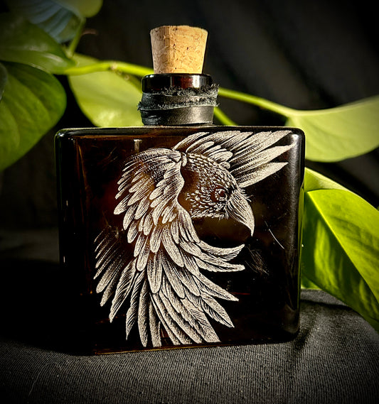 Raven Hand-etched Bottle