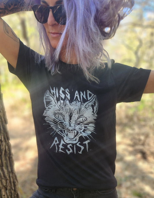 Cat Hiss and Resist Adult Unisex Tee