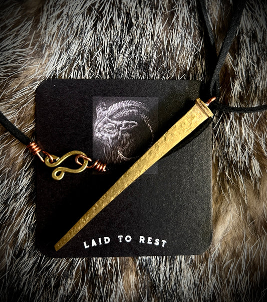 Brass Coffin Nail Pendant