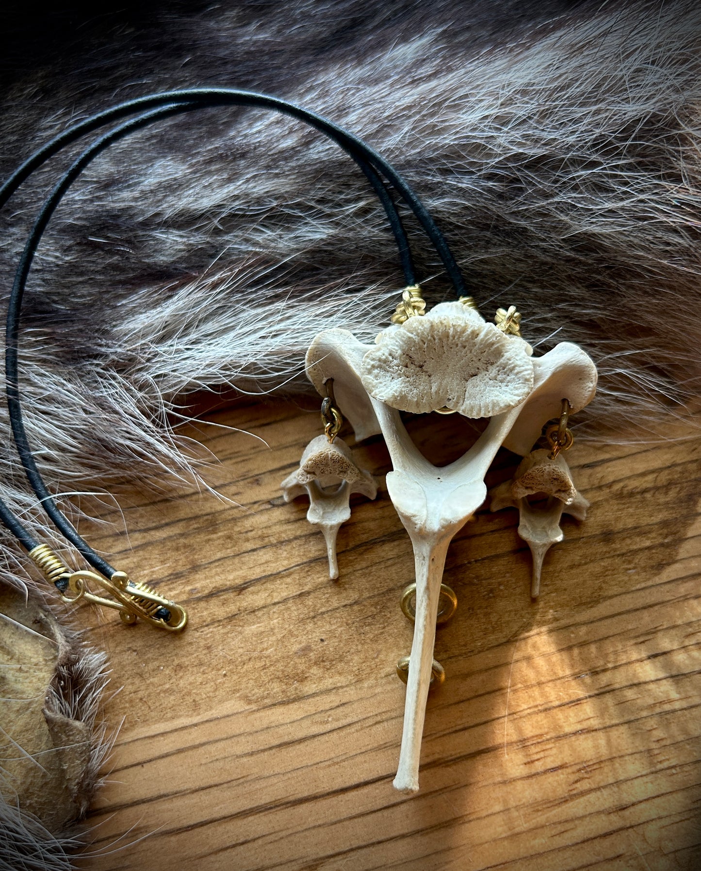 Deer and Fox vertebrae pierced necklace