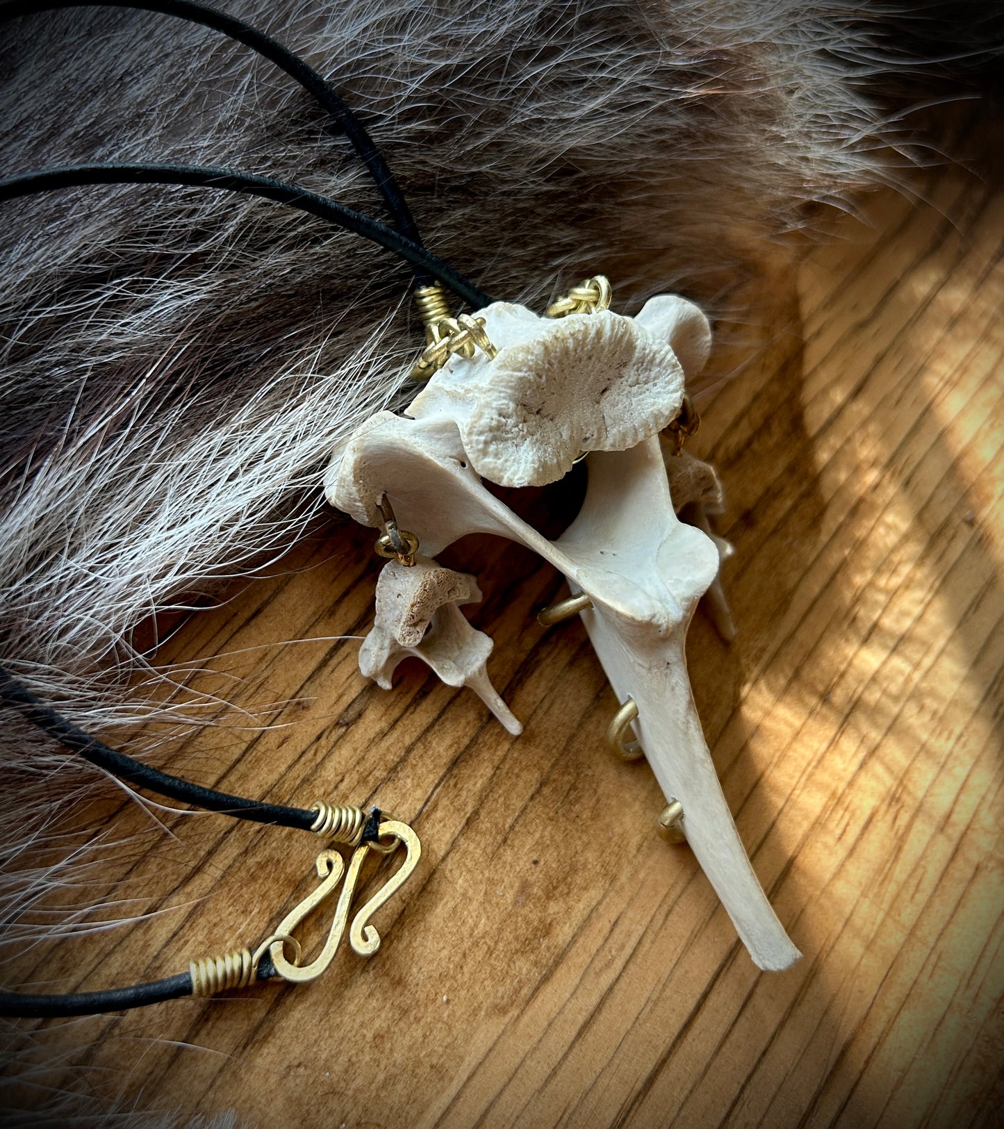 Deer and Fox vertebrae pierced necklace