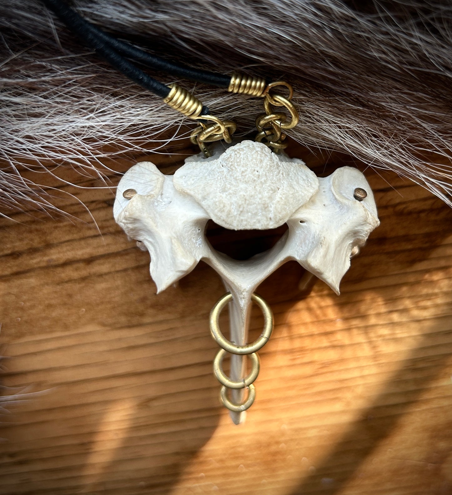Deer and Fox vertebrae pierced necklace
