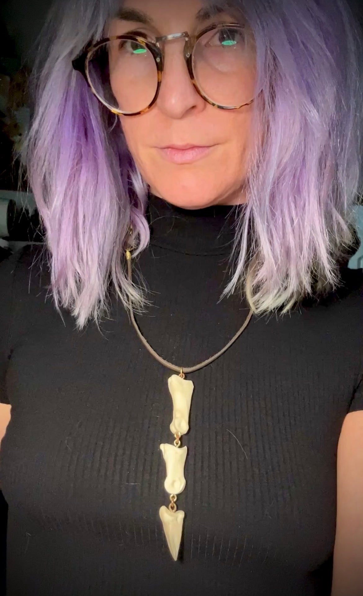 Deer Toe bones - handmade leather and brass necklace