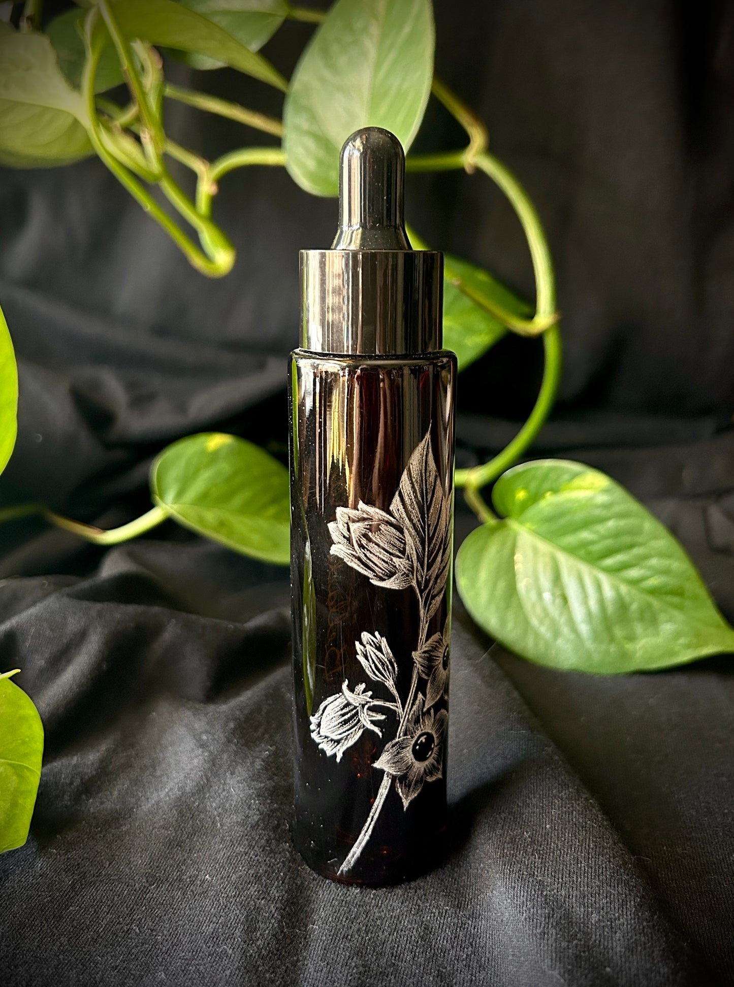 Belladonna hand-etched glass dropper bottle