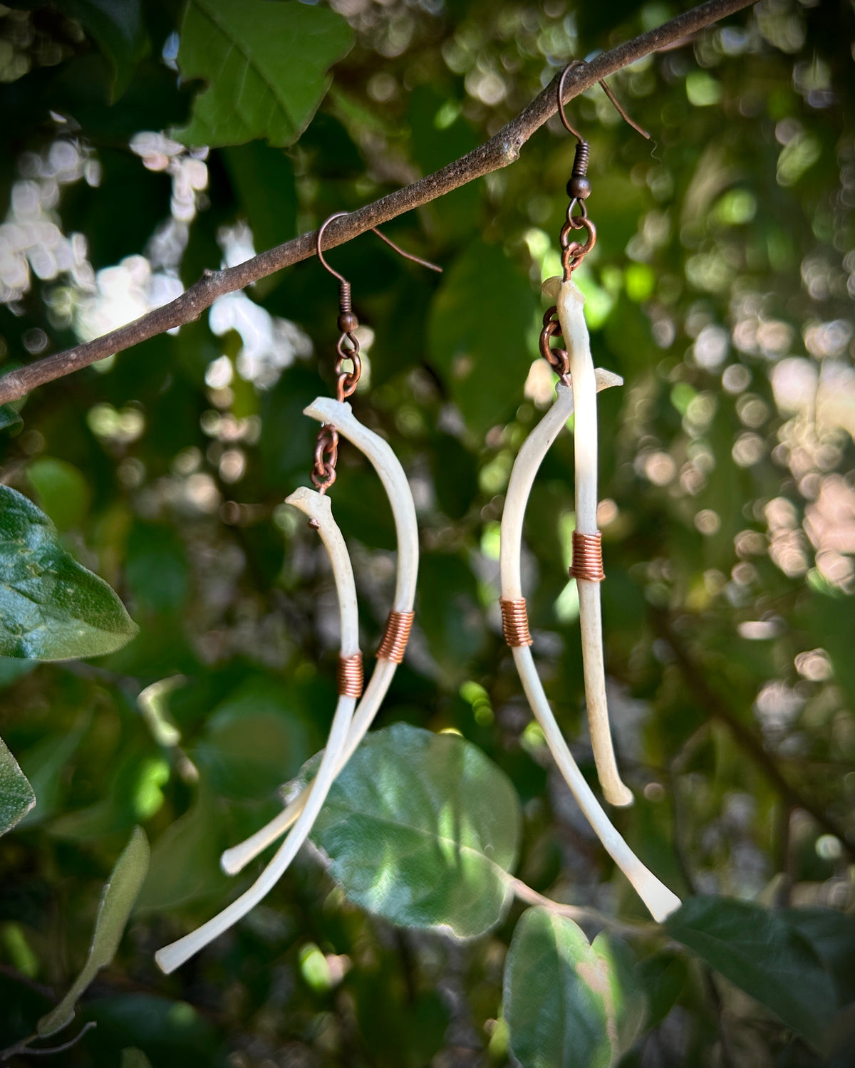 Raccoon Ribs copper wire wrapped earrings