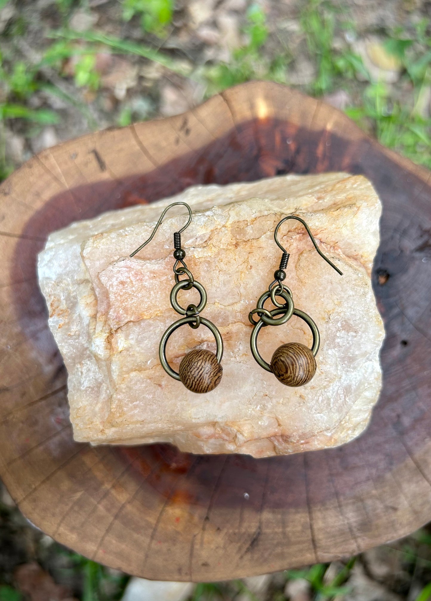 Brass and Bead Earrings