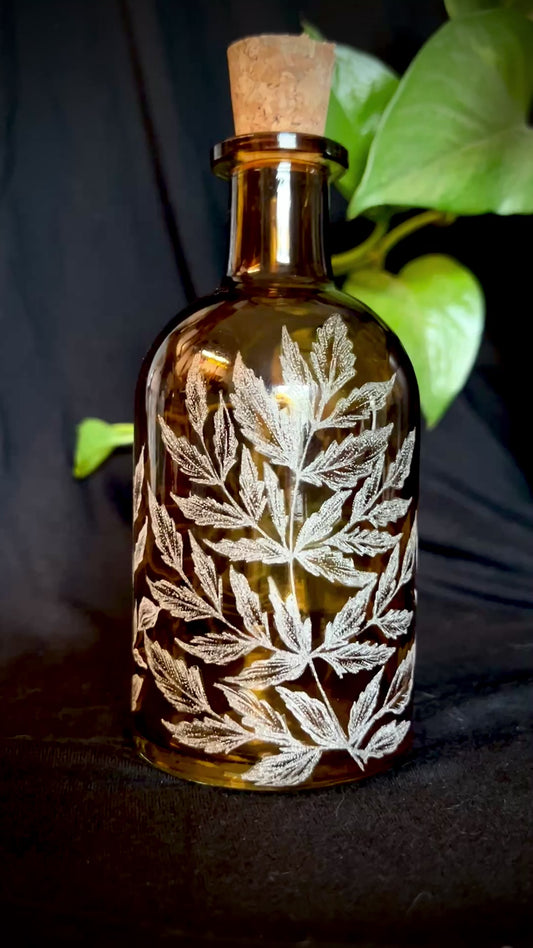 Rhinoceros Beetle Hand-Etched Bottle