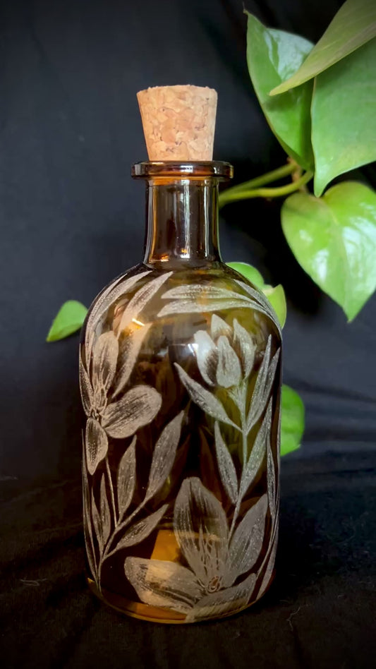White Oleander Hand-Etched Bottle