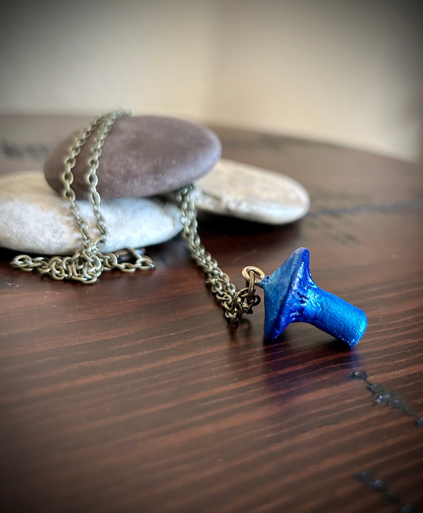 Deep Blue Mushroom Necklace